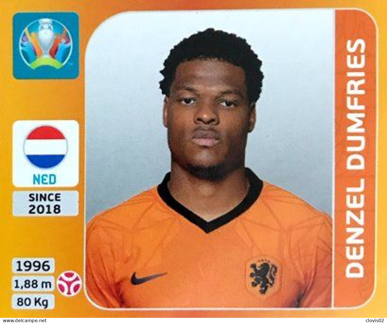 275 Denzel Dumfries - Netherlands - Panini Euro 2020 Tournament Edition Sticker Vignette - Sonstige & Ohne Zuordnung