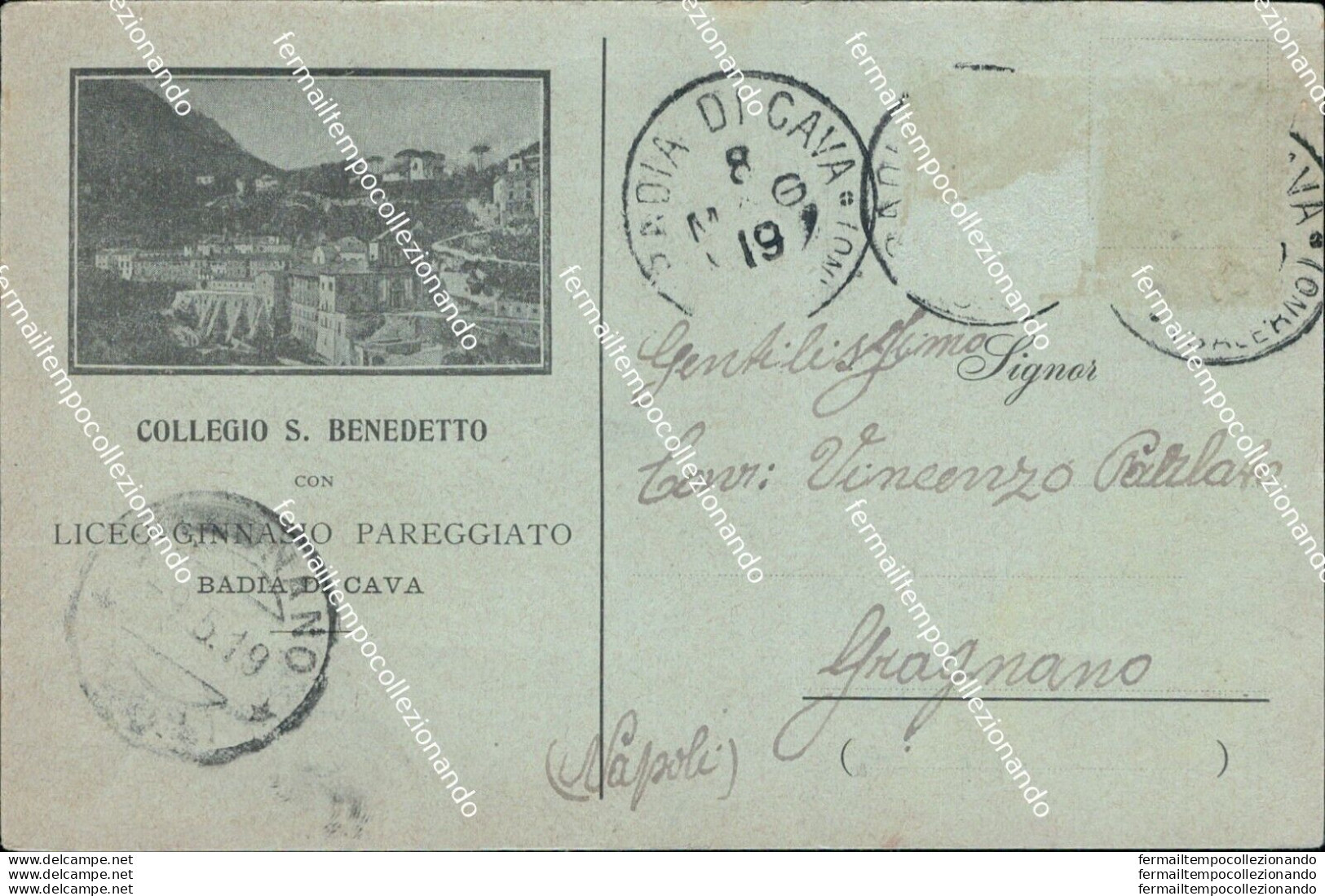 Bf372 Cartolina Badia Di Cava Collegio S.benedetto Provincia Di Salerno - Salerno