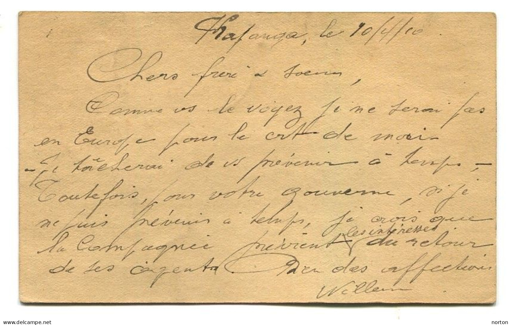 Congo Dima Oblit. Keach 1.1-DMtY Sur Entier Postal Vers Anvers Le 07/06/1910 - Cartas & Documentos