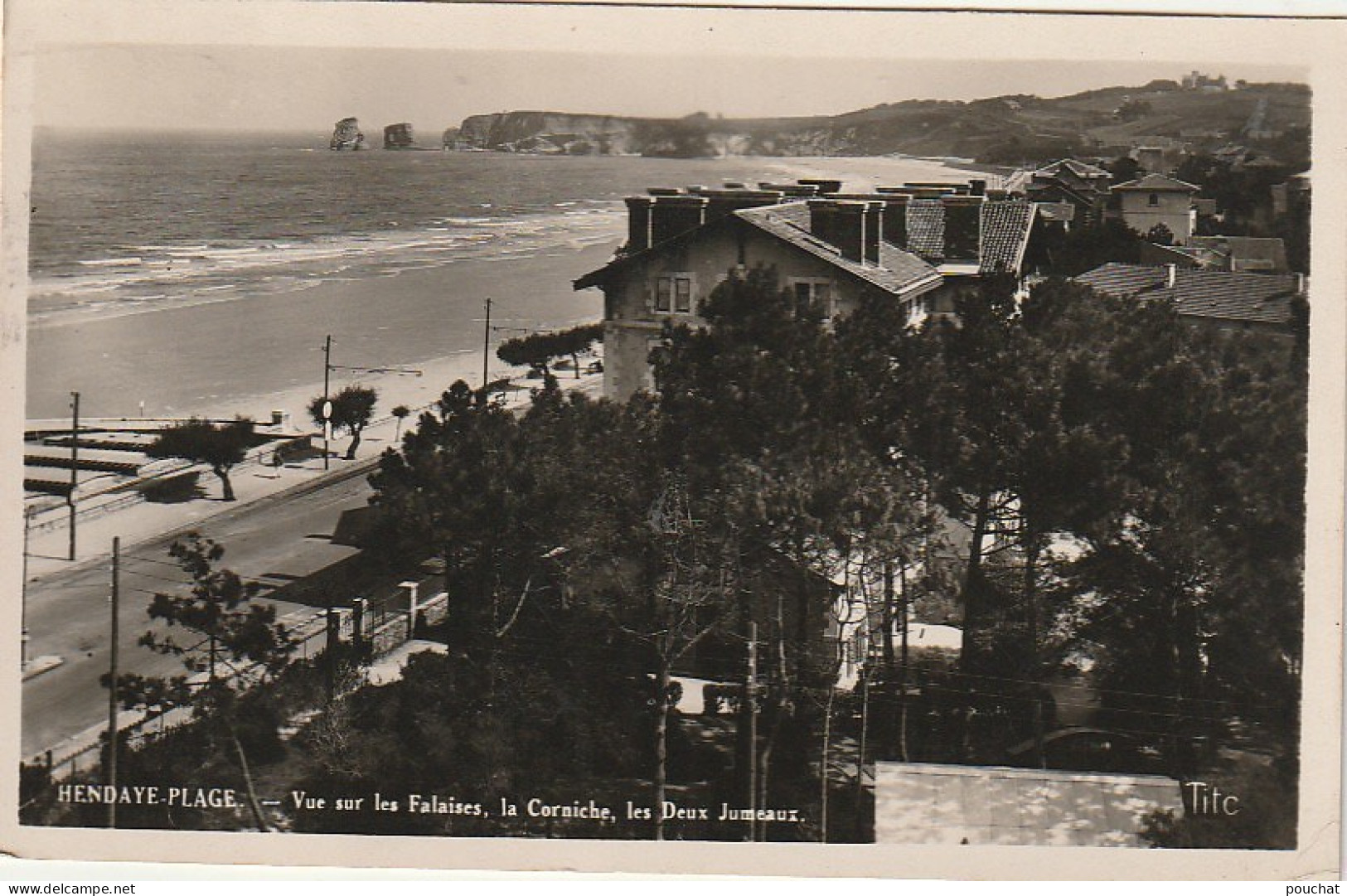 GU 18 -(64) HENDAYE PLAGE  -  VUE SUR LES  FALAISES , LA CORNICHE , LES DEUX JUMEAUX  -2 SCANS - Hendaye