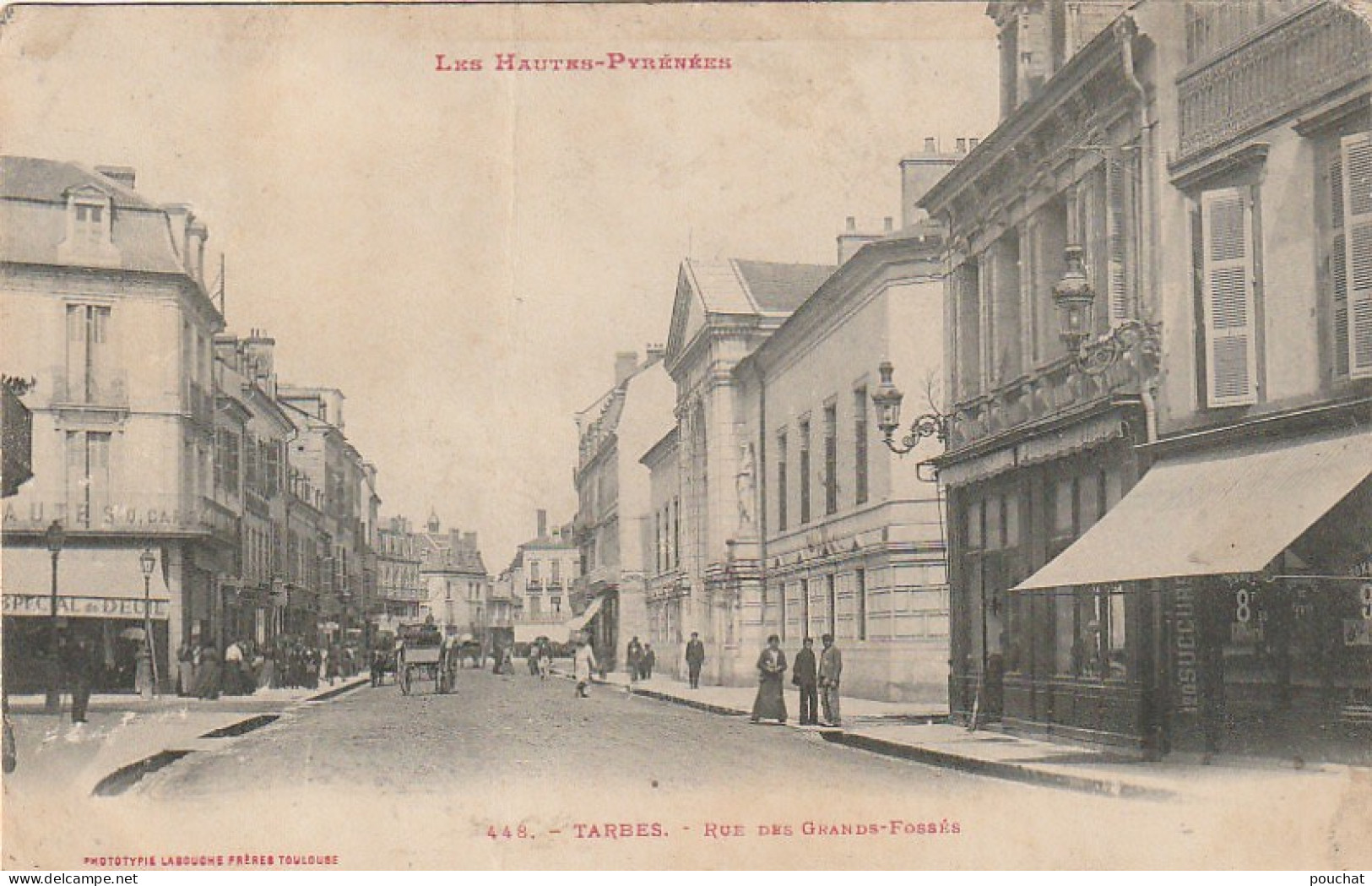 GU Nw -(65) TARBES - RUE DES GRANDS FOSSES  - COMMERCES - ANIMATION -  CALECHE  - 2 SCANS - Tarbes