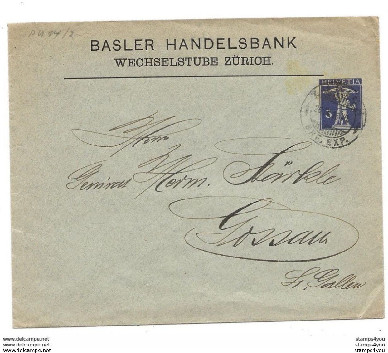293 - 66 - Entier Postal Privé  "Basler Handelsbank Wechselstube Zürich"   1916 - Entiers Postaux