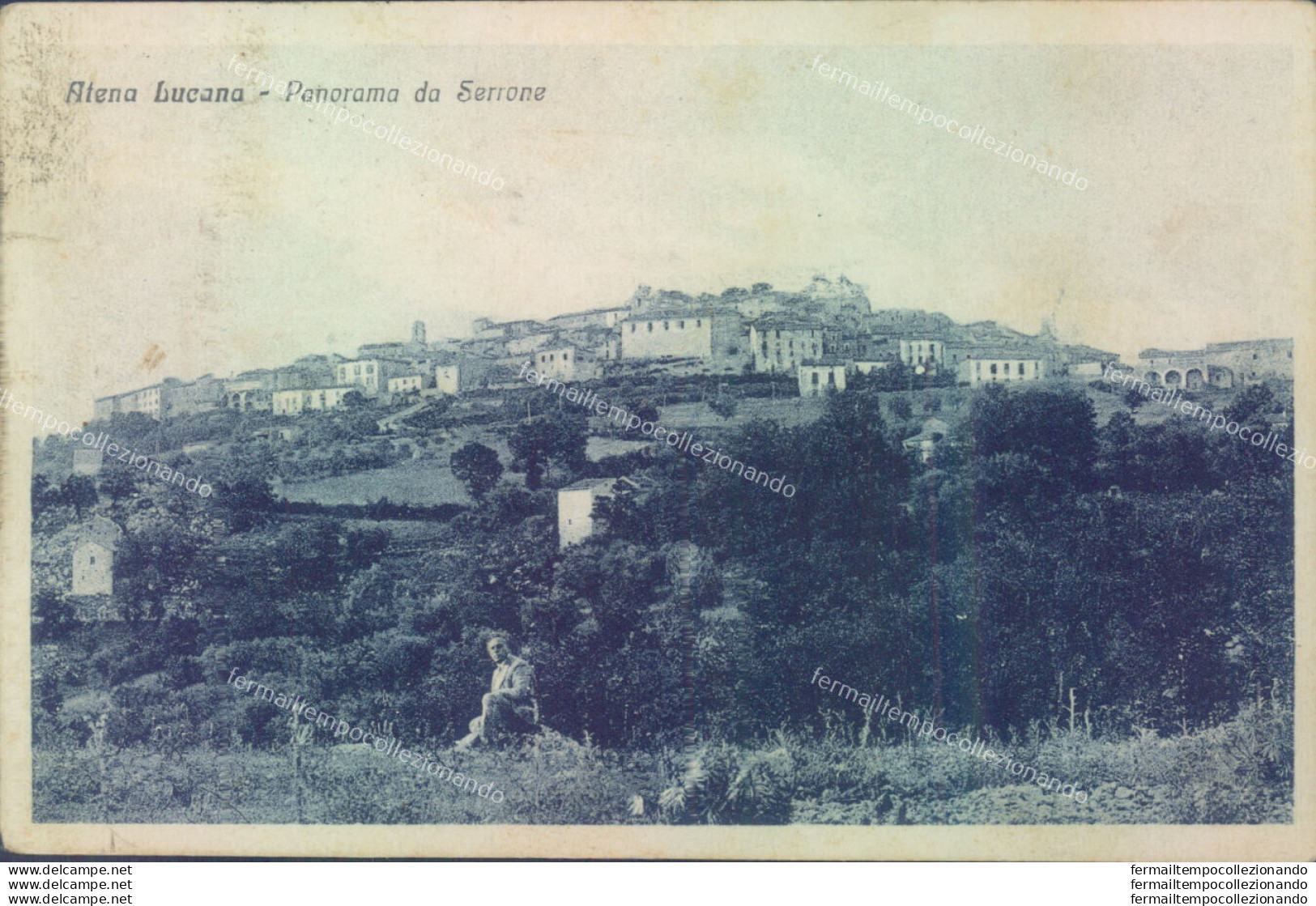 Af608 Cartolina Atena Lucana Panorama Da Serrone  1931 Provincia Di Salerno - Salerno