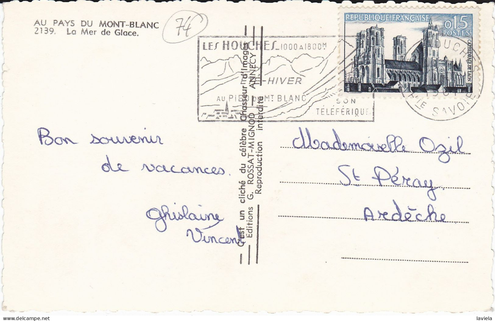 74  AU PAYS DU MONT-BLANC - La Mer De Glace - Circulée 1961 - Chamonix-Mont-Blanc
