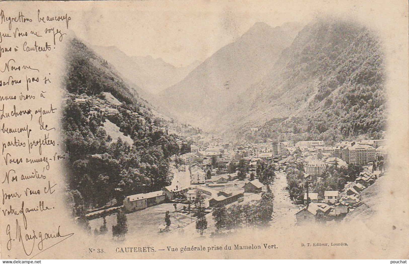 GU Nw -(65) CAUTERETS - VUE GENERALE PRISE DU MAMELON VERT - 2 SCANS - Cauterets