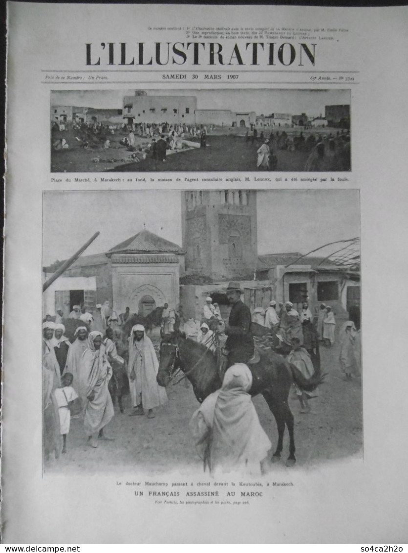 L'ILLUSTRATION N°3344 30/03/1907 L'échouement Du Jean Bart, La Vie Sur La Cote D'azur, Grave Incident Au Maroc - L'Illustration