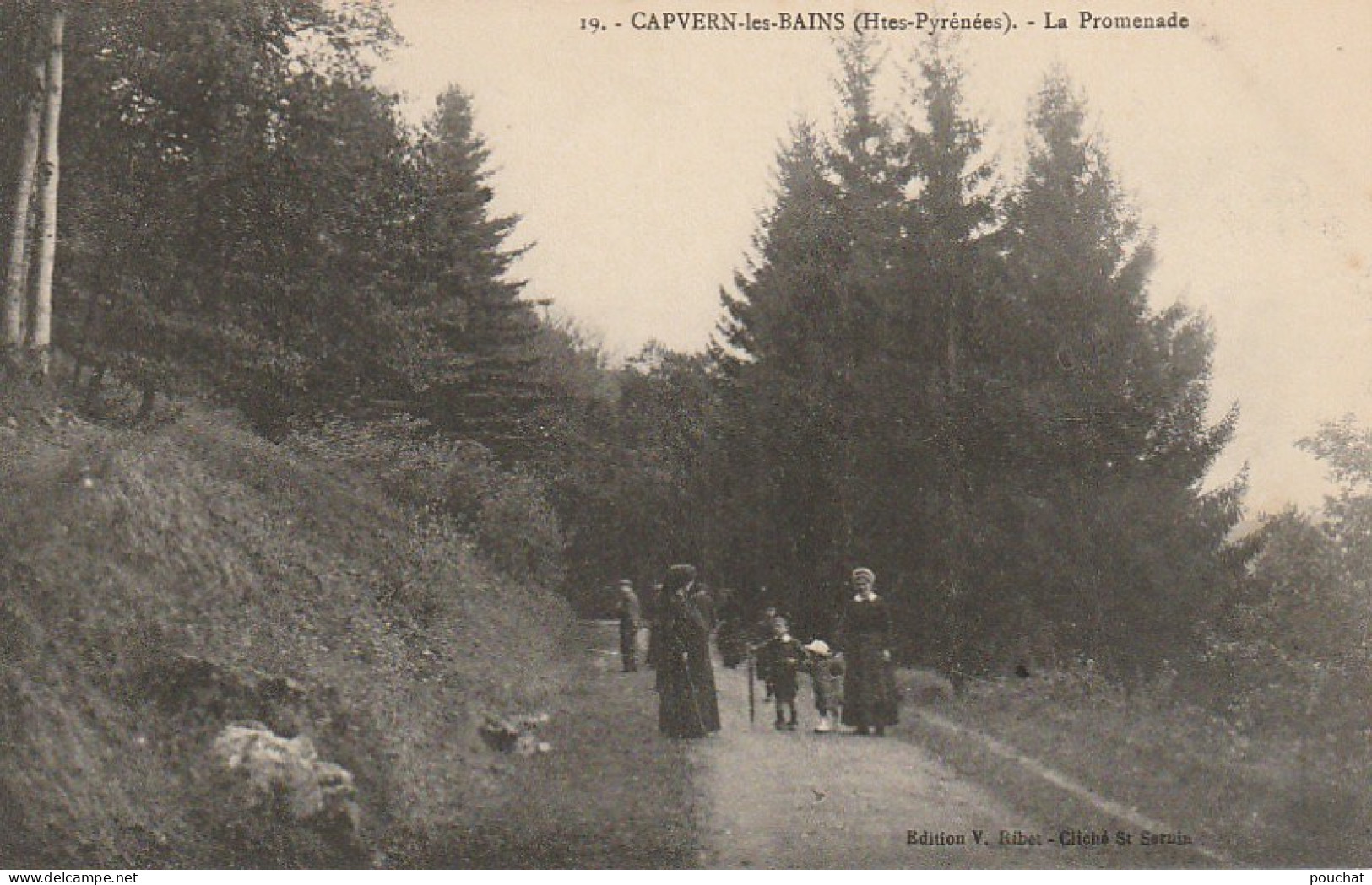 GU Nw -(65) CAPVERN LES BAINS  -  LA PROMENADE  - FAMILLE ET NURSE SUR LE SENTIER  -  2 SCANS - Autres & Non Classés