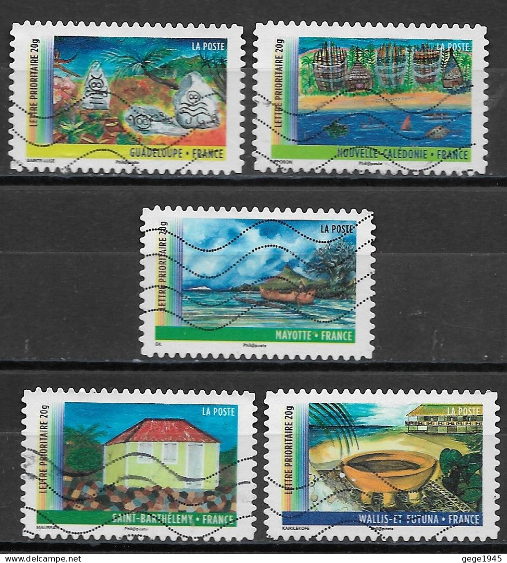 France 2011 Oblitéré  Autoadhésif   N° 636 - 638 - 644 - 645 - 646   -    Année Des Outre-Mer - Used Stamps