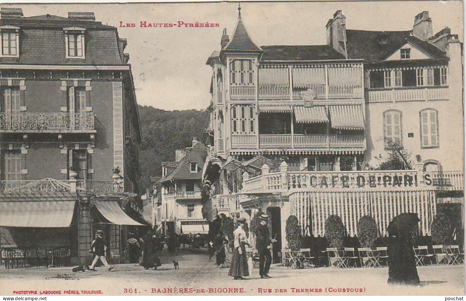 GU Nw -(65) BAGNERES DE BIGORRE - RUE DES THERMES ( COUSTOUS ) - CAFE DE PARIS  - 2 SCANS - Bagneres De Bigorre