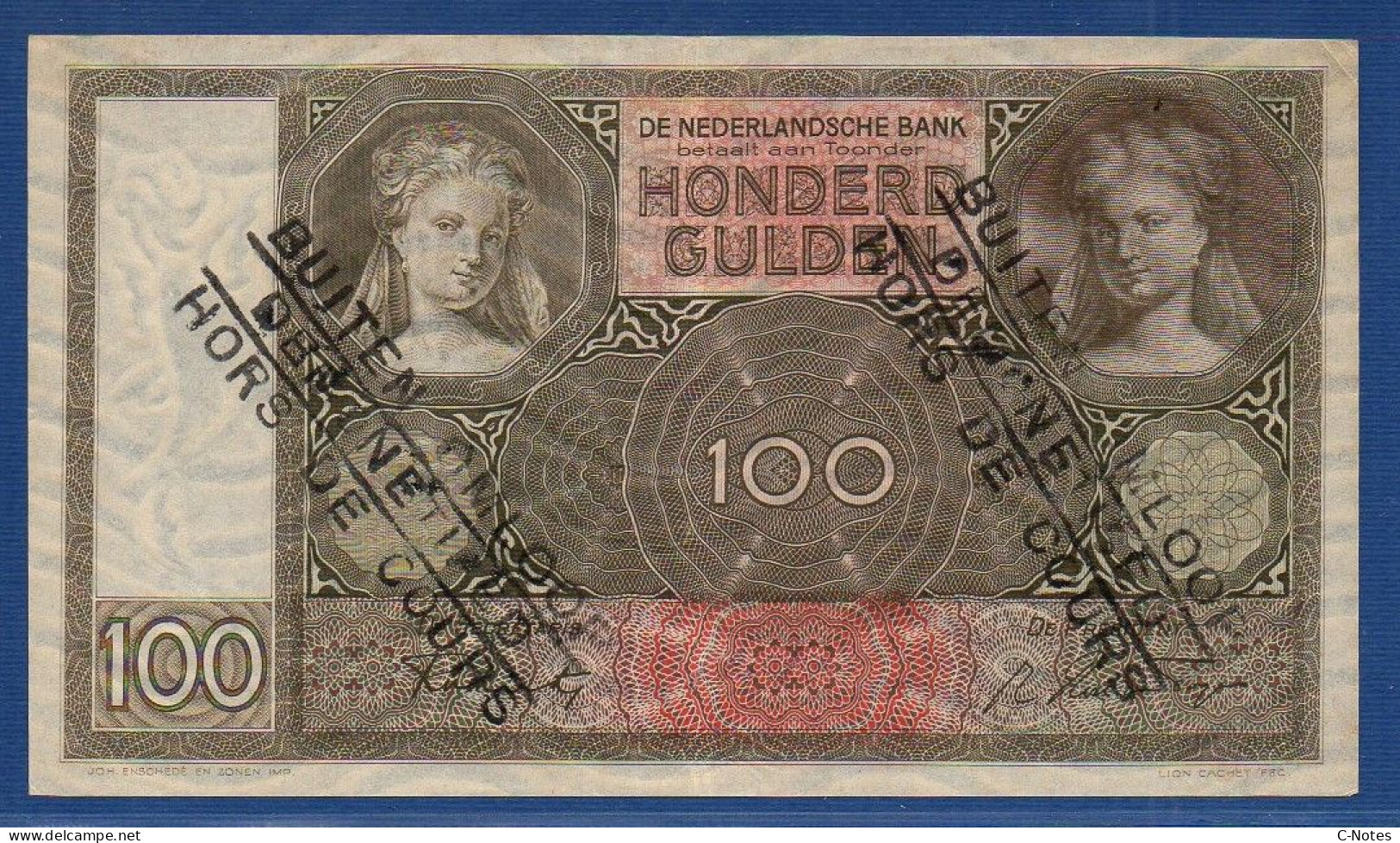 NETHERLANDS  - P.51c – 100 Gulden 20.08.1942  AXF, S/n GQ048132 - 100 Gulden