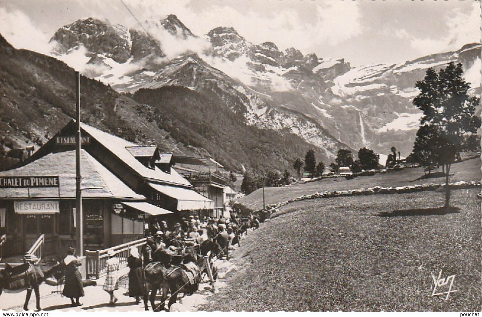 GU Nw  -(65) GAVARNIE  - CHALET RESTAURANT DU PIMENE ET LE CIRQUE - MULES - TAMPON " A L'EDELWEISS " , L . HOURNA  - Gavarnie