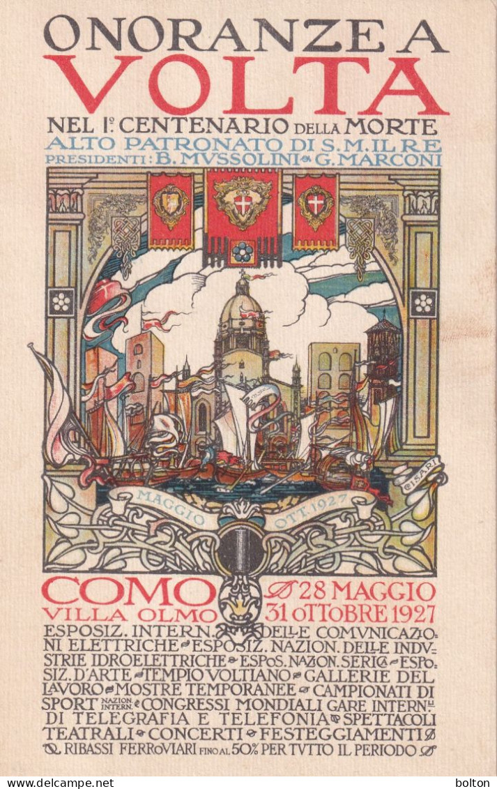 1927 Cartolina ONORANZE A VOLTA Serie Volta E Camicie Nere Non Timbrate - Marcophilia