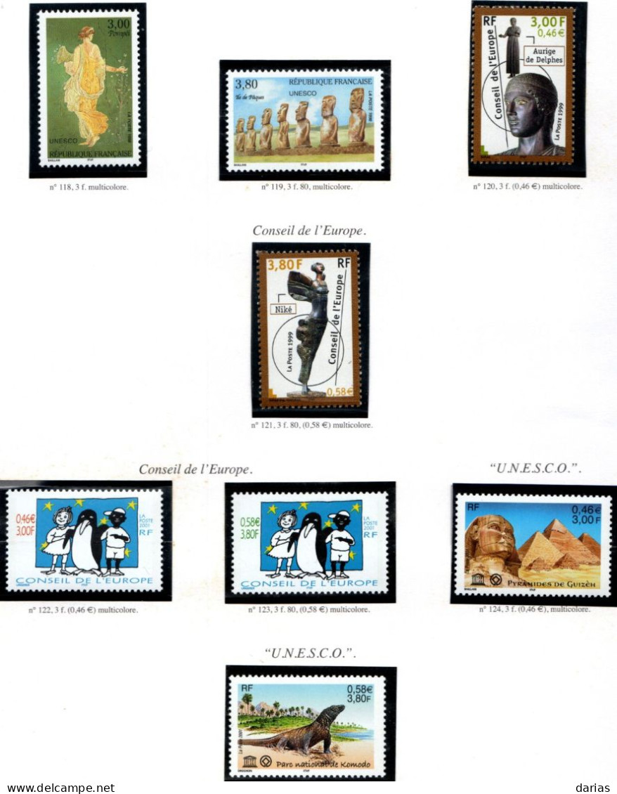 FRANCE - Collection de timbres de SERVICE (UNESCO, conseil de l'Europe) Neuf** LUXE, de 1958 à 2014 complète. Bas prix.