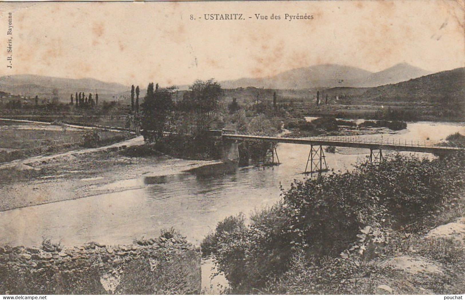 GU Nw -(64) USTARITZ  -  VUE DES PYRENEES  - TIMBRE TAXE DOS  -  2 SCANS - Autres & Non Classés