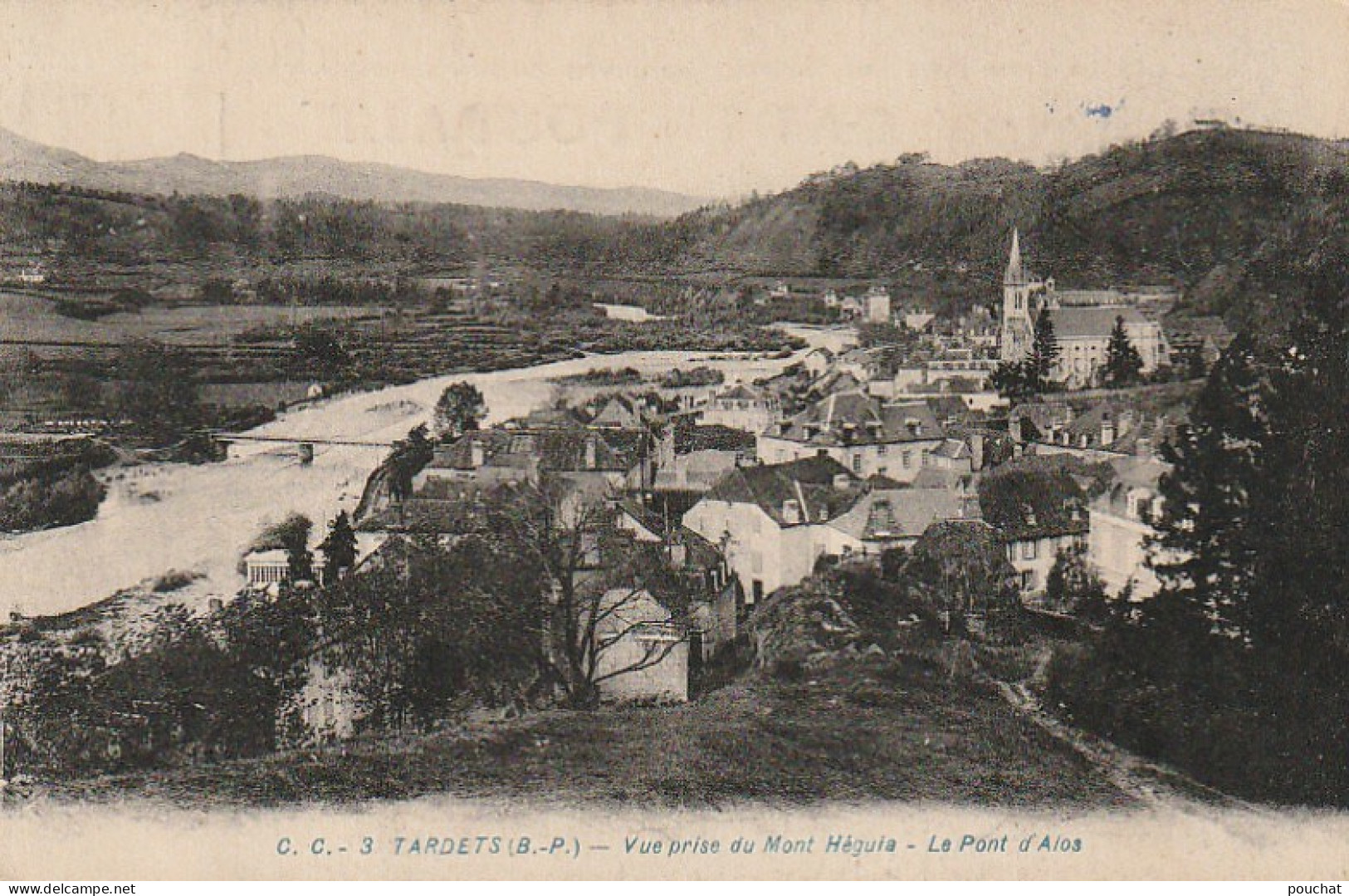 GU Nw -(64) TARDETS  -   VUE  PRISE DU MONT HEGUIA  -  LE PONT D'ALOS -  2 SCANS - Autres & Non Classés