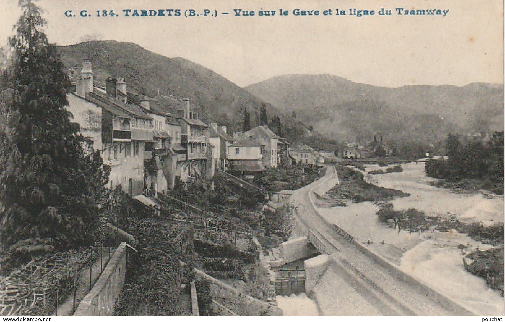 GU Nw -(64) TARDETS  - VUE  SUR LE GAVE ET LA LIGNE DU TRAMWAY -  2 SCANS - Autres & Non Classés