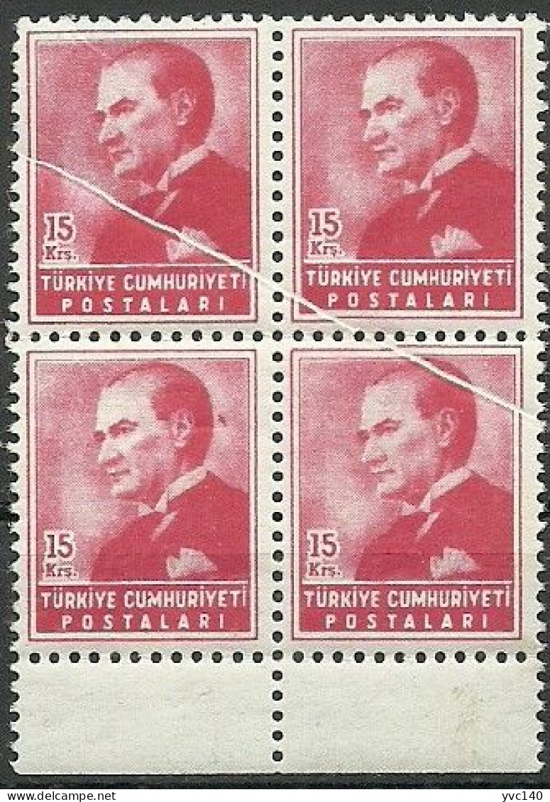 Turkey; 1955 Regular Stamp 15 K. "Pleat" ERROR - Nuevos