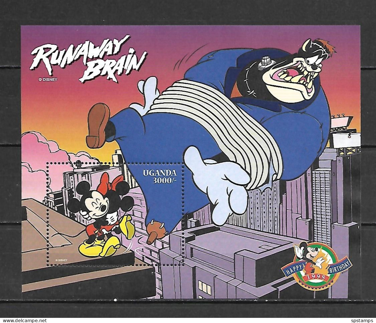 Disney Uganda 1998 Runaway Brain MS #1 MNH - Disney