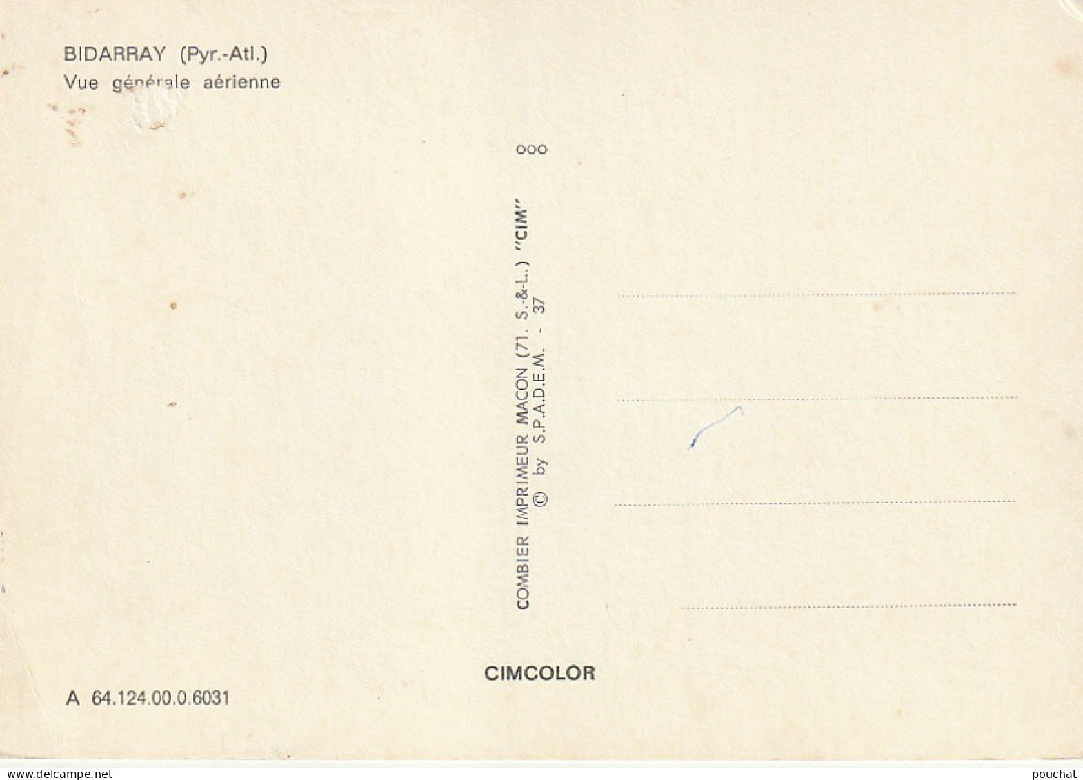 GU 20 -(64) BIDARRAY  -  VUE GENERALE AERIENNE  - CARTE COULEURS - 2 SCANS - Bidarray