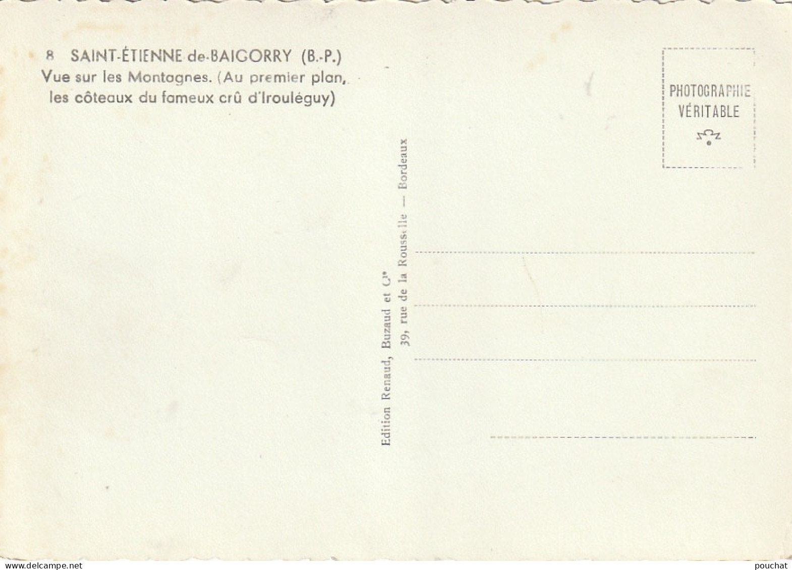 GU 20 -(64) SAINT ETIENNE DE BAIGORRY - VUE SUR LES MONTAGNES - COTEAUX DU CRU  D'IROULEGUY - 2 SCANS - Saint Etienne De Baigorry