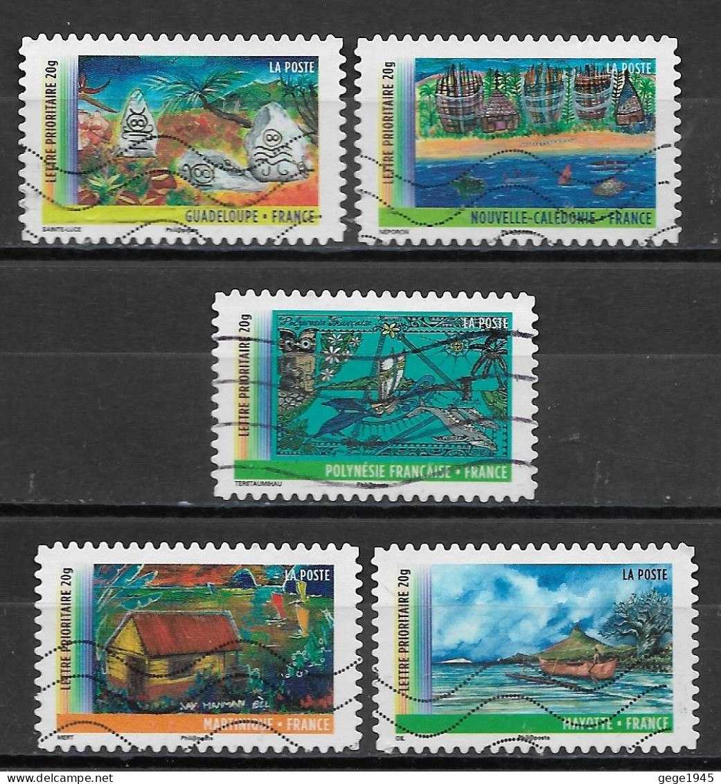 France 2011 Oblitéré  Autoadhésif   N° 636 - 638 - 639 - 642 - 644   -   Année Des Outre-Mer - Used Stamps