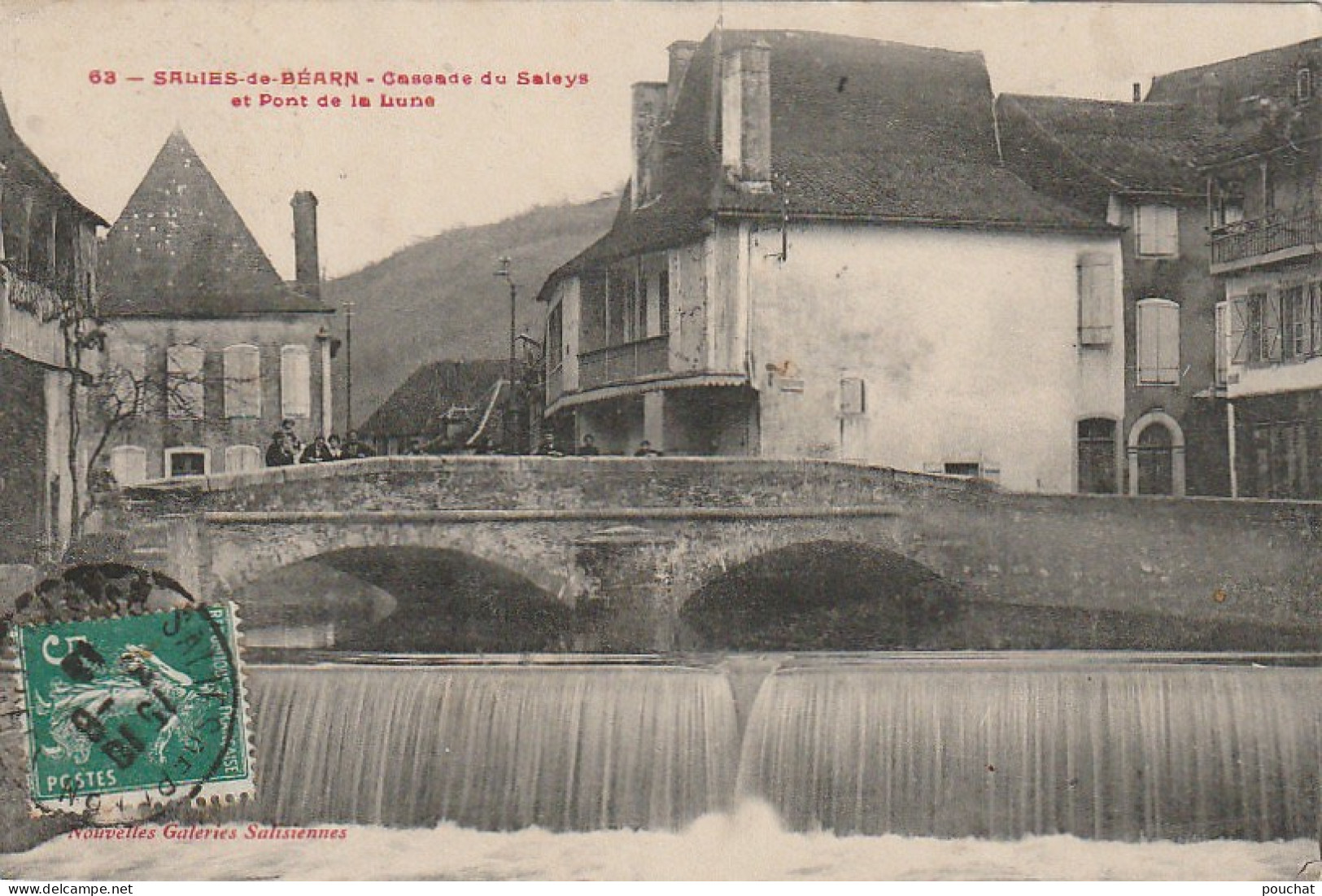 GU 22 -(64) SALIES DE BEARN -  CASCADE DU SALEYS ET PONT DE LA LUNE  -  2 SCANS - Salies De Bearn