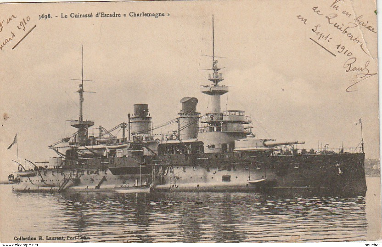 DE 3- LE CUIRASSE D' ESCADRE " CHARLEMAGNE " - 2 SCANS - Warships