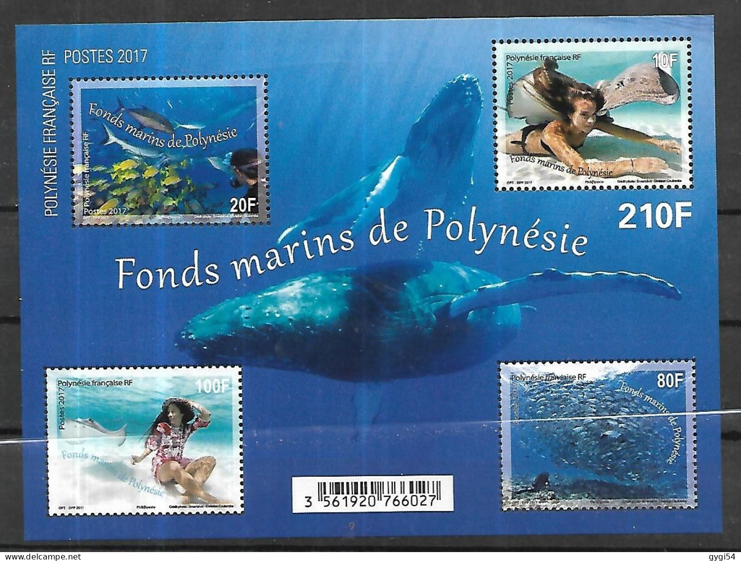 POLYNESIE FRANCAISE  2017 BLOC  46 FONDS MARINS     N** MNH - Blokken & Velletjes