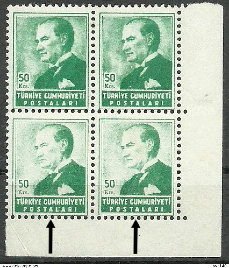 Turkey; 1955 Regular Stamp 50 K. "Color Variety" - Ungebraucht