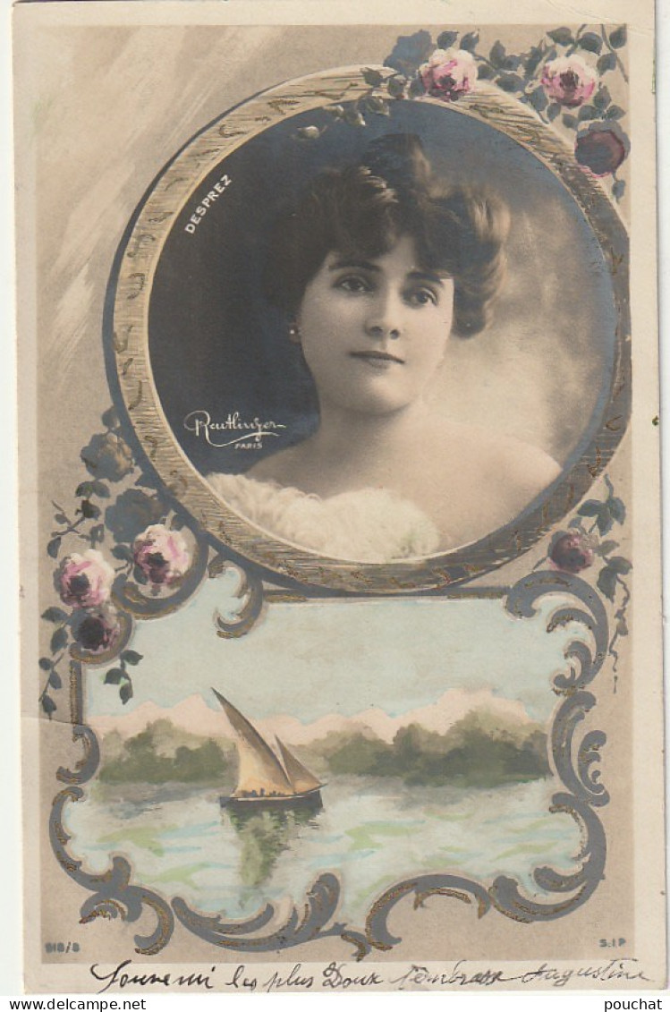 EP 27- DESPREZ, ARTISTE LYRIQUE - PORTRAIT DE L' ARTISTE PAR REUTLINGER - CARTE FANTAISIE COLORISEE- 2 SCANS - Artistes