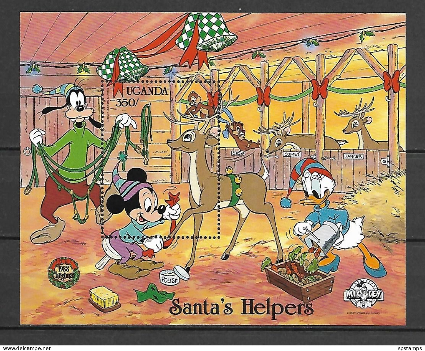 Disney Uganda 1988 Santa's Helpers MS #1 MNH - Disney