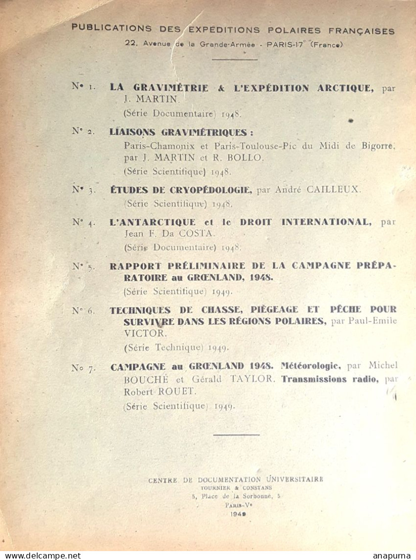 Exceptionnel, Paul Emile Victor, EPF, 79 pages 1949, Techniques de survie, dessins de PEV,