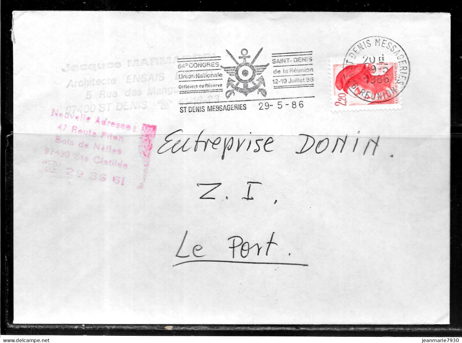 C71 - REUNION - LIBERTE DE GANDON SUR LETTRE DE SAINT DENIS MESSAGERIE DU 29/05/86 - Lettres & Documents