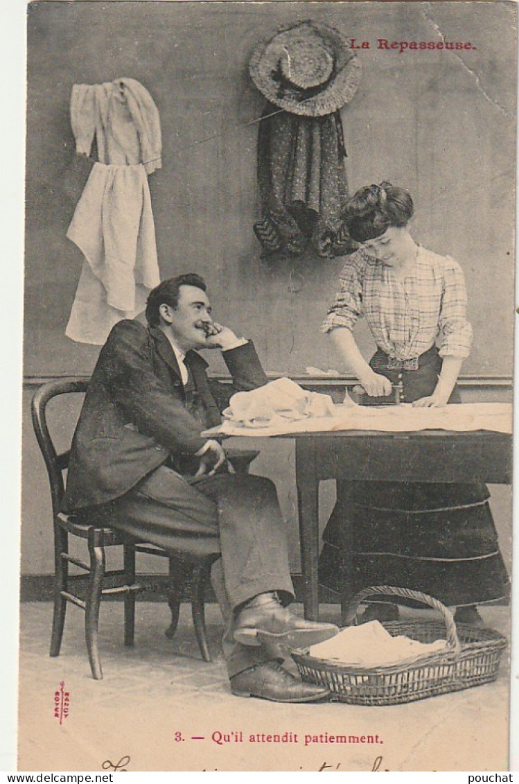 FI 8 - " LA REPASSEUSE " - SERIE DE 10 CPA ( 1904 ) - REVERIES AUTOUR D' UN FER A REPASSER - EDIT. ROYER , NANCY - Andere & Zonder Classificatie