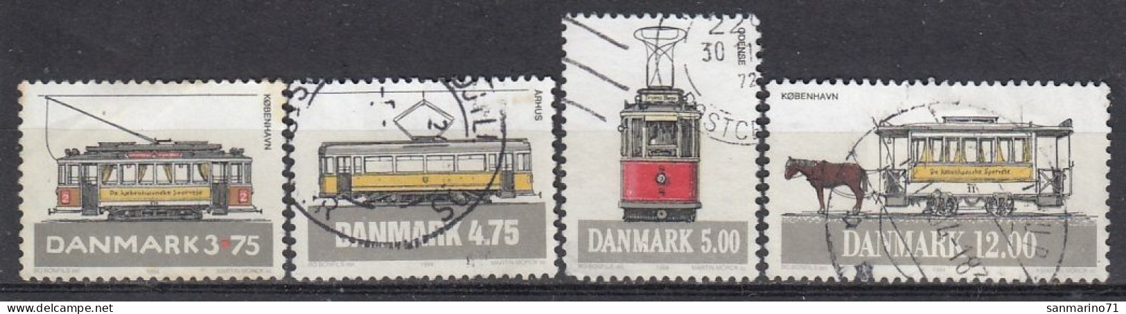 DENMARK 1080-1083,used,falc Hinged - Tramways