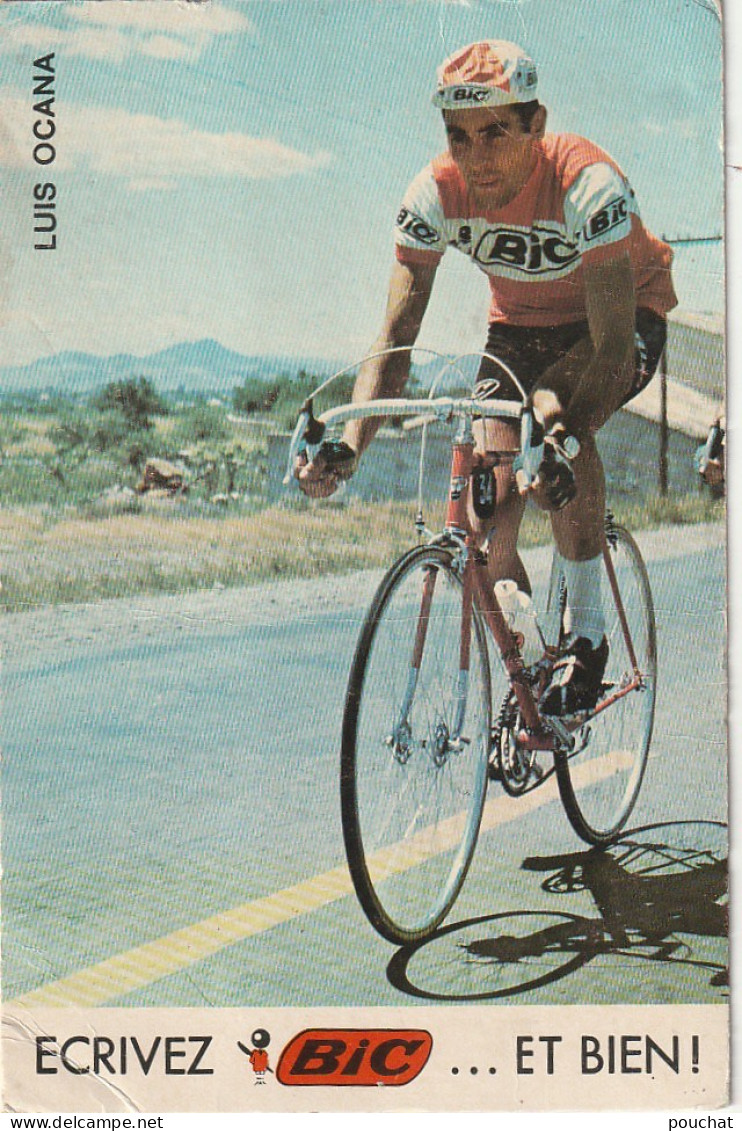 GU Nw - COUREUR CYCLISTE ESPAGNOL - LUIS OCANA - CARTE PUBLICITAIRE BIC - SOUVENIR LABASTIDE D' ARMAGNAC ( 28/05/1972 ) - Publicités