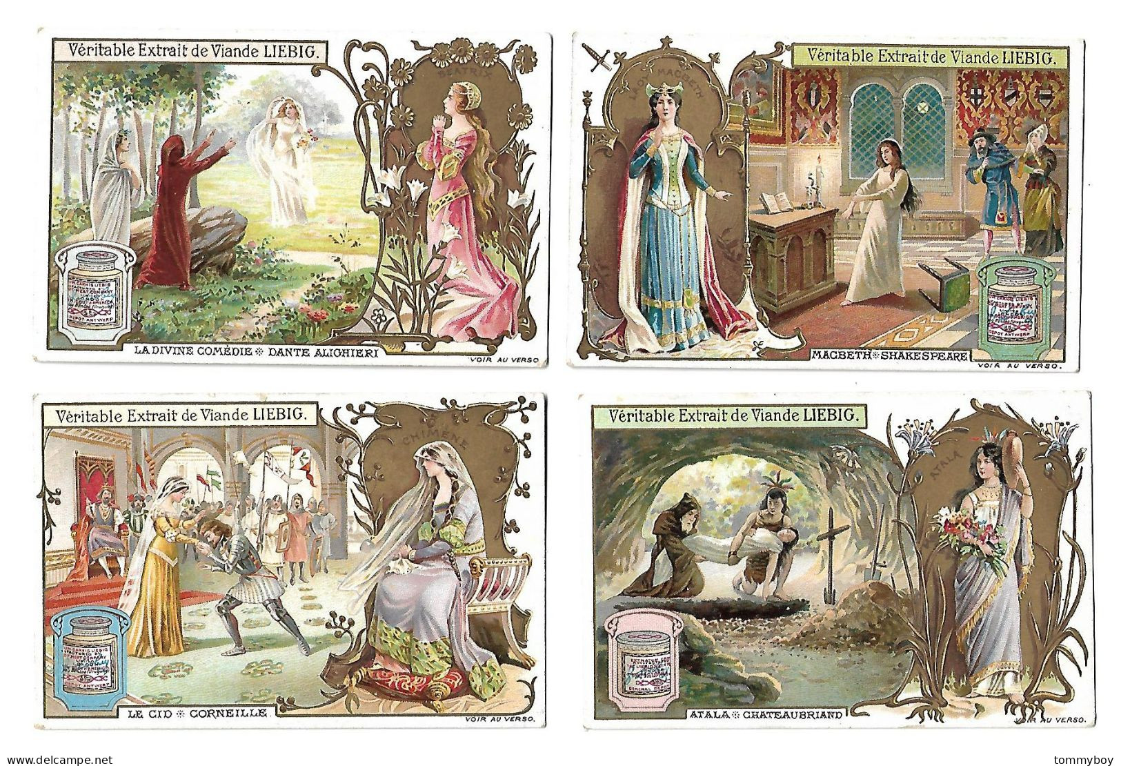 S 835, Liebig 6 Cards, Héroines De Tragédies Célèbres (stickers On Backs) (ref B22) - Liebig