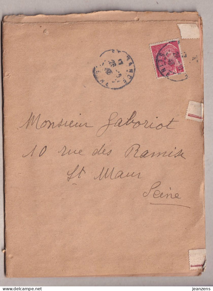 Lettre Au Tarif Cécogramme 5c Mercure ʘ 26.10.1943 -> St Maur - Ensemble Pesant 23 G. - Posttarieven