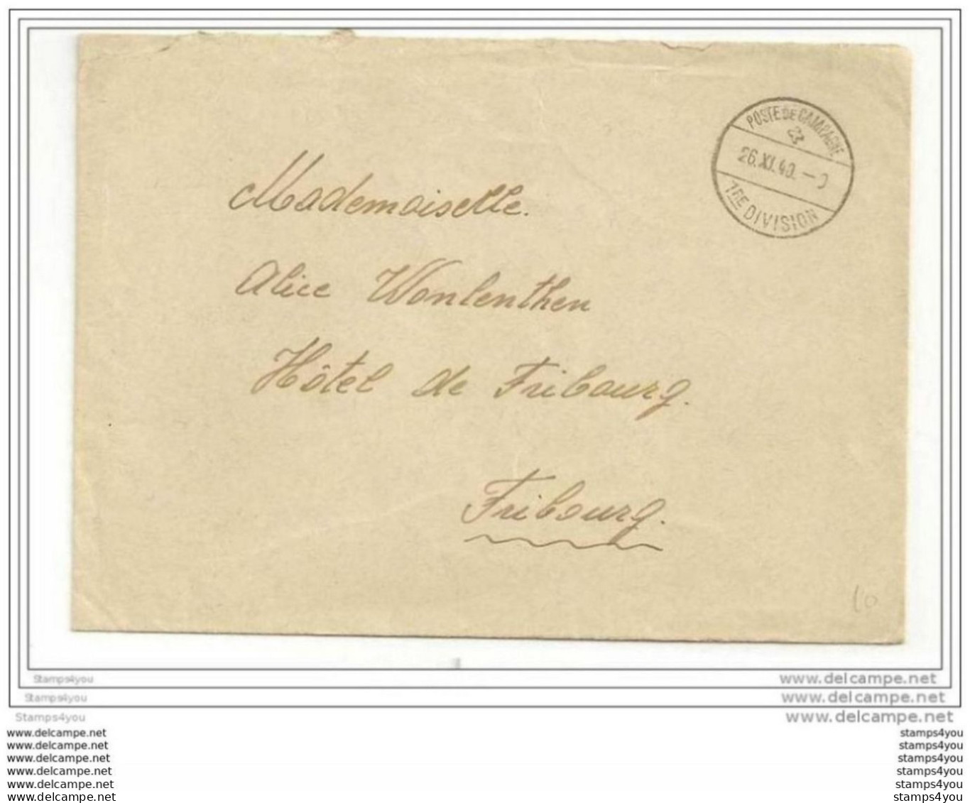 208 - 47 - Lettre Miliaire Suisse Avec Cachet à Date 1ère Division - Poste De Campagne 1940 - Dokumente