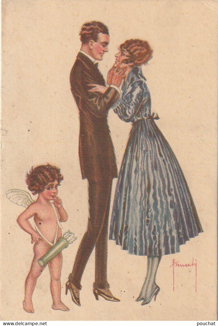 GI Nw - COUPLE AMOUREUX - CHERUBIN AVEC CARQUOIS - ILLUSTRATEUR PINOCHI - 2 SCANS - Autres & Non Classés