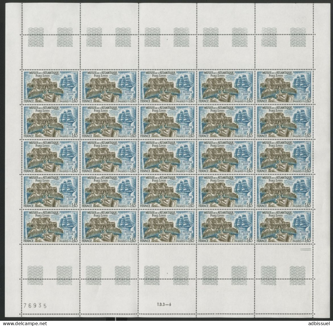 N° 1913 1,45 Fr PORT LOUIS Feuille De 25 Ex. Vendue à La Valeur Faciale. ** MNH COTE 22,50 € (voir Description) - Fogli Completi