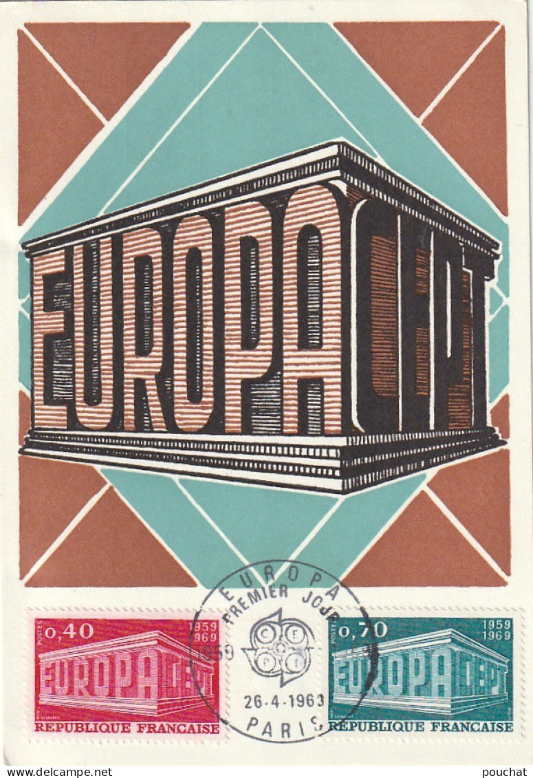 GU Nw - EUROPA - CARTE MAXIMUM 1er JOUR (26-4-1969 , PARIS ) - 2 SCANS - 1960-1969