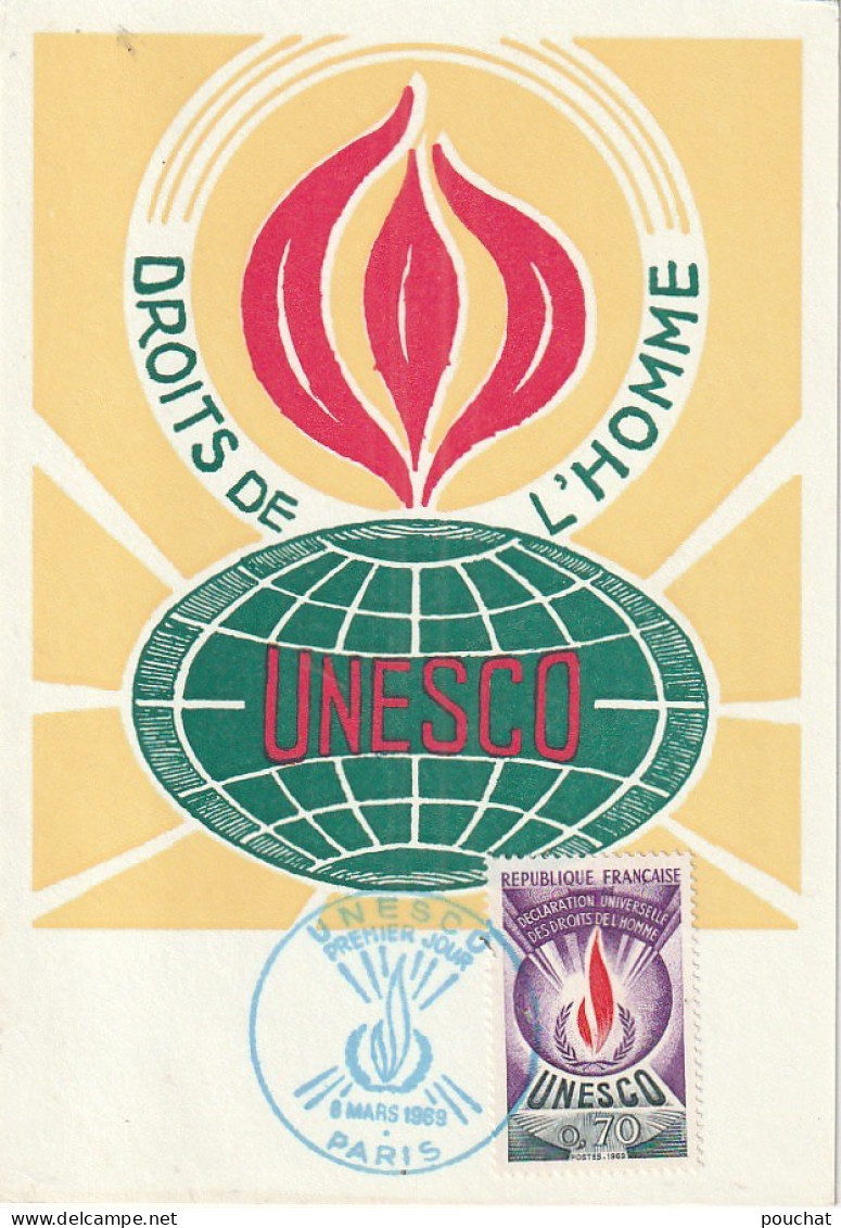 GU Nw - UNESCO  - CARTE MAXIMUM ( 8 MARS  1969 , PARIS  ) - 2 SCANS - 1960-1969