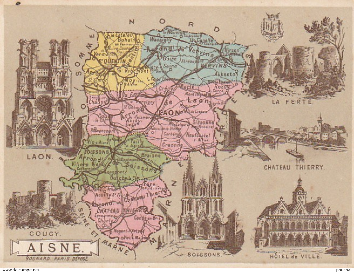 GU Nw -( 02 ) CHROMO DEPARTEMENT DE L' AISNE , LIBRAIRIE HACHETTE - MONUMENTS - ILLUSTRATION NORMAND - Sonstige & Ohne Zuordnung