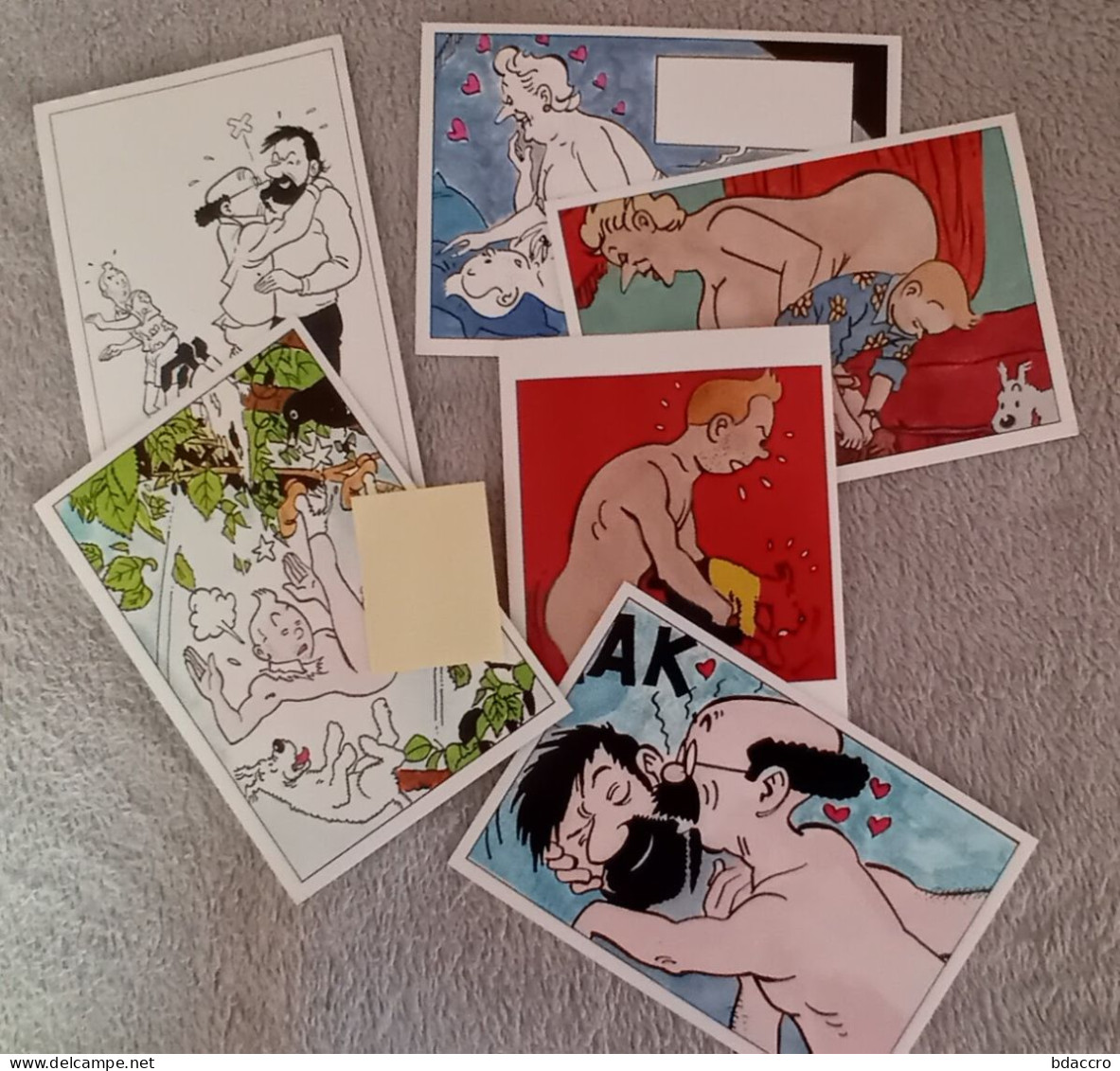 6 Cartes Postales Neuves Un Peu "coquine" Sur "Tintin" Mais Illustrées Par Jan Bucquoy (attitude Art Gallery) - Unclassified