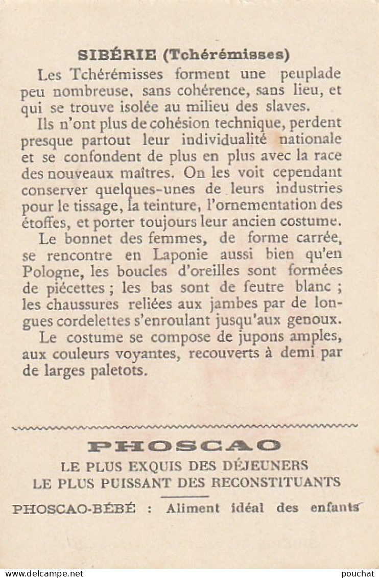 GU Nw - SIBERIE ( RUSSIE D' ASIE ), TCHEREMISSES - HISTOIRE DU COSTUME - CHROMO PUBLICITAIRE PHOSCAO - Thé & Café