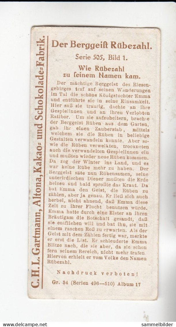 Gartmann Der Berggeist Rübezahl  Wie Rübezahl Zu Seinen Namen Kam    Serie 505 #1 Von 1917 - Altri & Non Classificati