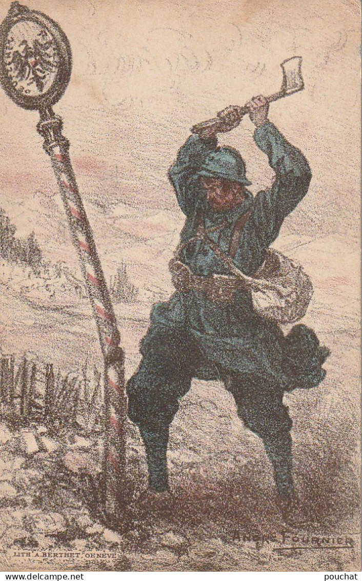 GU Nw - POILU ABATTANT LE SYMBOLE DE L' EMPIRE GERMANIQUE - ILLUSTRATEUR FOURNIER - 2 SCANS - Sonstige & Ohne Zuordnung