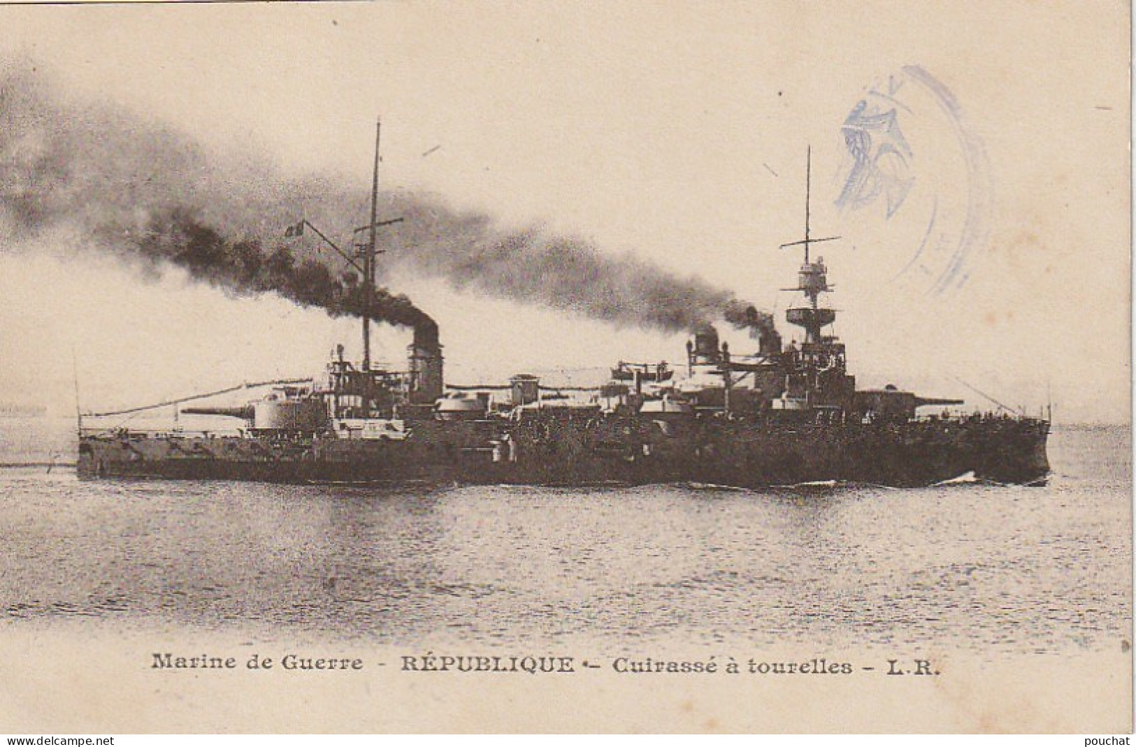 GU Nw - " REPUBLIQUE " - CUIRASSE DE GUERRE A TOURELLES - 2 SCANS - Guerre