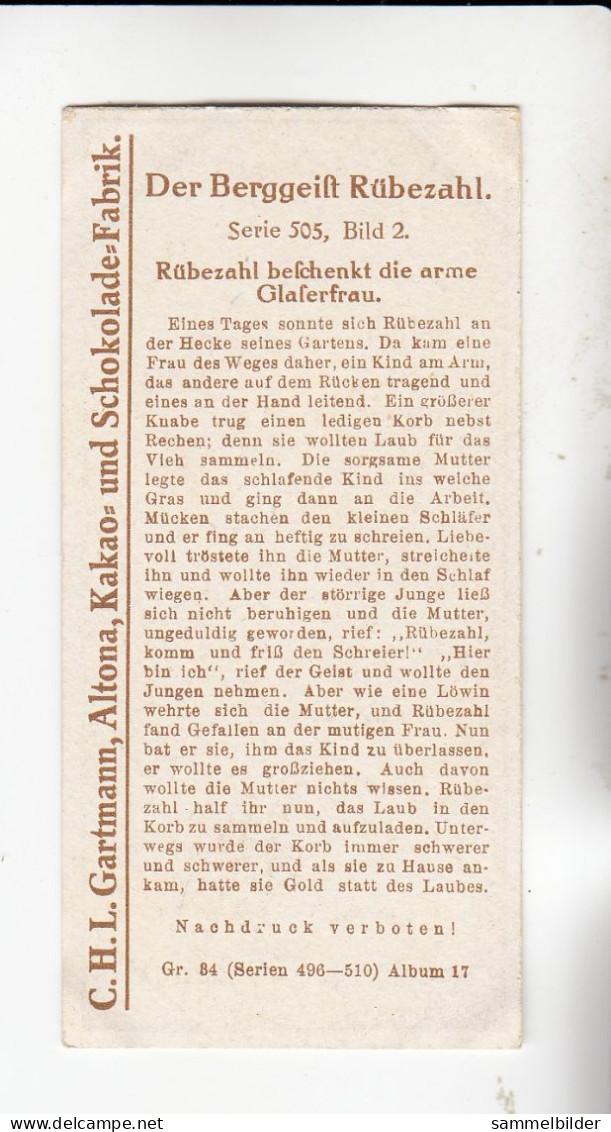 Gartmann Der Berggeist Rübezahl   Rübezahl Beschenkt Die Arme Glaserfrau    Serie 505 #2 Von 1917 - Andere & Zonder Classificatie